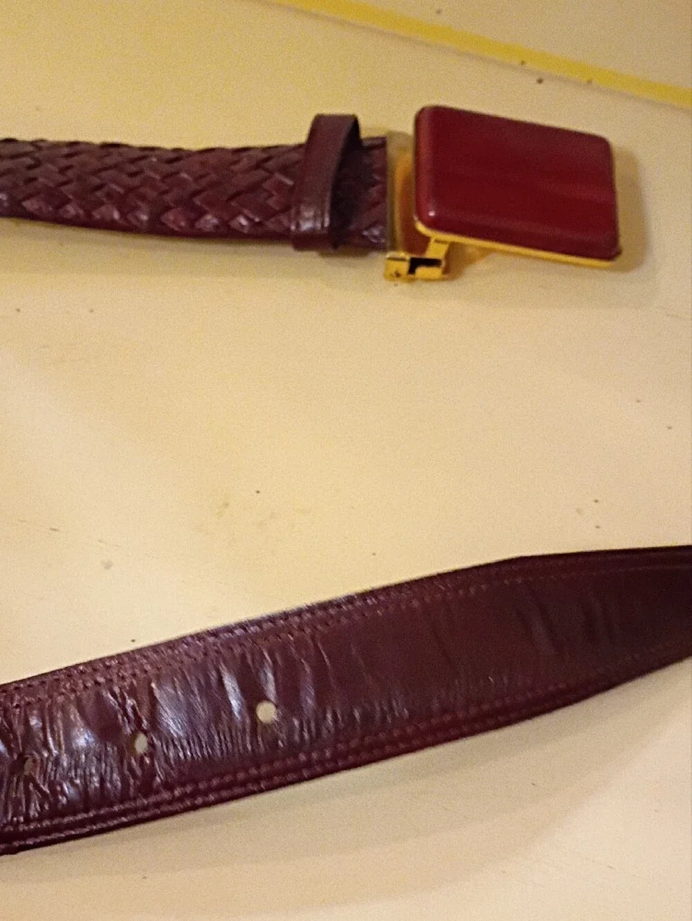 Woven Eel Skin Women's Belt in Burgundy - Classic Dress Belt